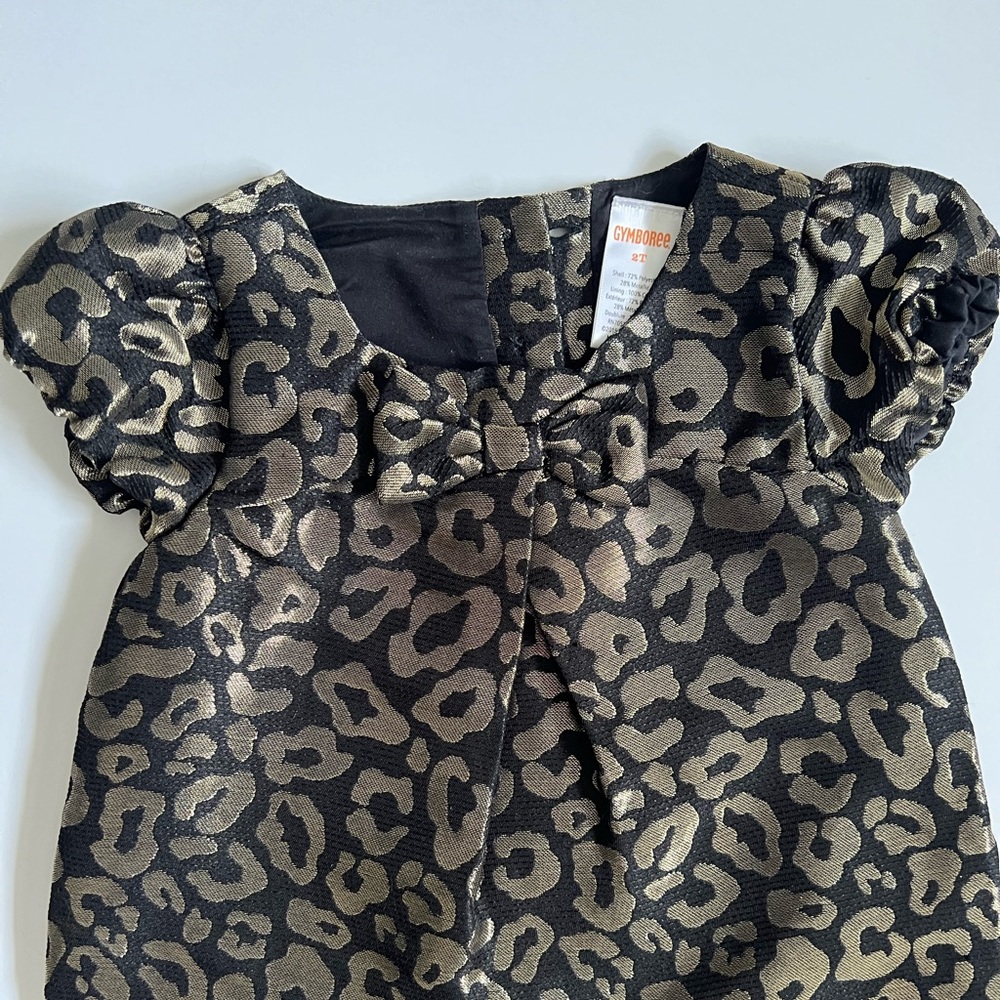 Gymboree Leopard Print Black & Gold Special Occasion Dress SZ 2T ✨ - Picture 2 of 7
